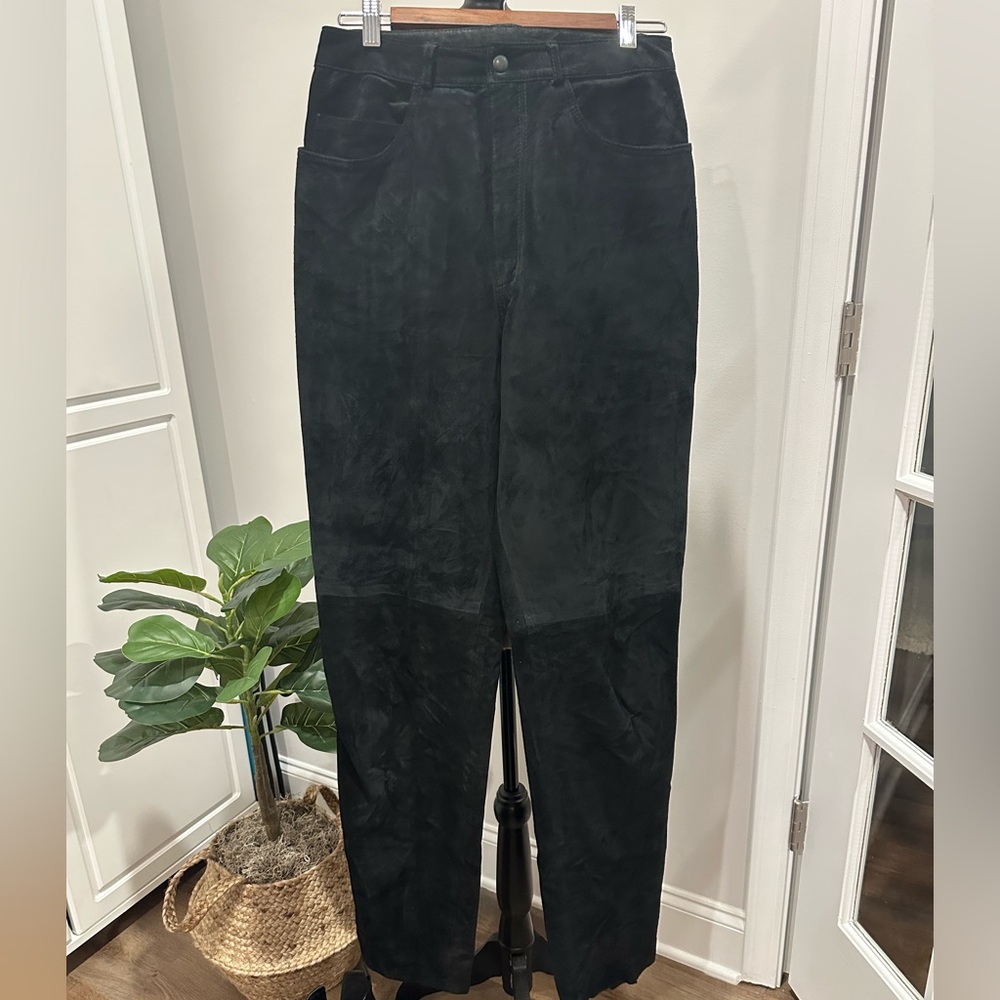 Carroll Reed Black Suede Pants Size 8 - Picture 2 of 9